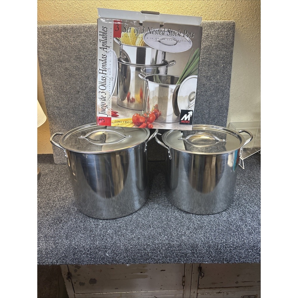 Metro~2 Nesting Stock Pots~12 and 16 Quarts~Stainless Steel~READ